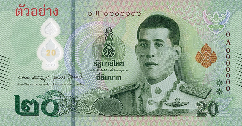 Thaiföldön, új 20 baht-os bankjegy kerül forgalomba