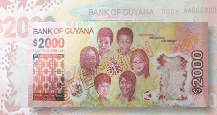 Guyana új polimer emlékbankjegyet bocsát ki.