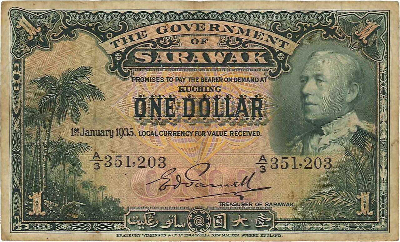 Bankjegy ritkaság egy brit gyarmatról, ami majdnem nem is volt gyarmat ( Sarawak, 1 dollár, 1935 )