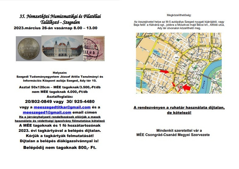 35. Nemzetközi Numizmatikai és Filatéliai Találkozó Szegeden